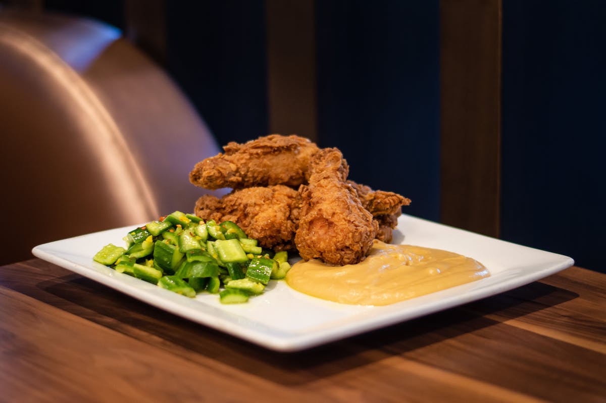 a plate of fried chicken